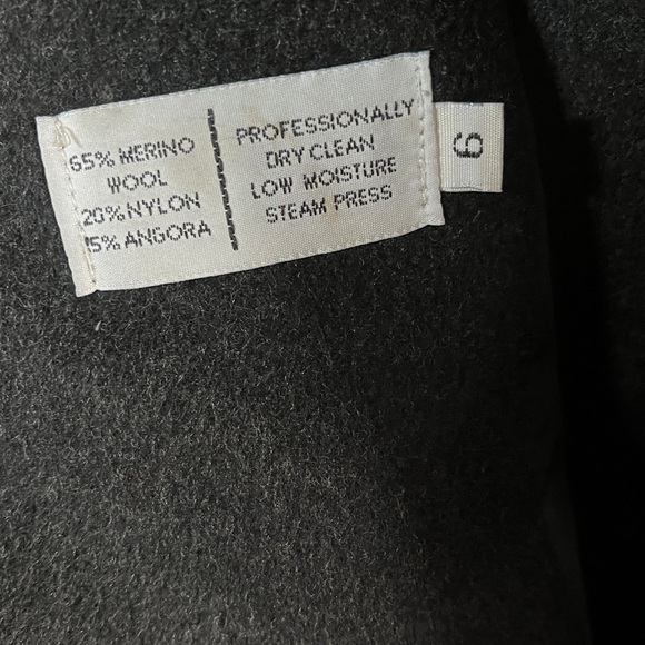 Anne Klein II Vintage Black Merino Wool and Angora Women’s Long Trench Pea Coat - Picture 7 of 12